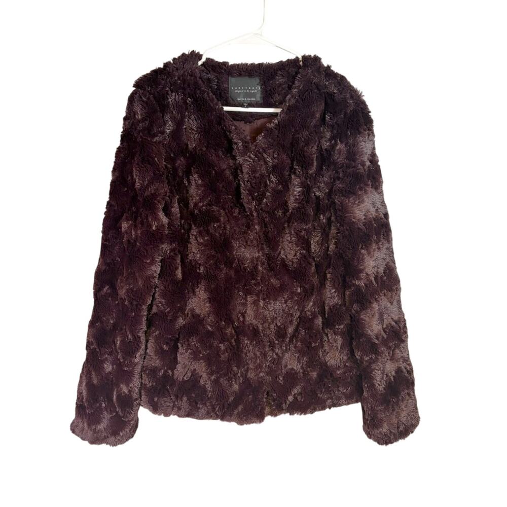 Sanctuary Burgundy Faux Fur Jacket Size Large C1